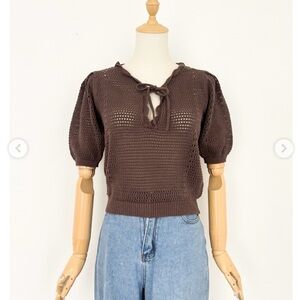 Brown Knit Women's Blouse